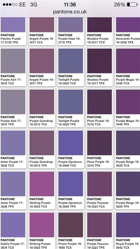 Pantone Purples Pantone Color Chart Pantone Colour Palettes Purple