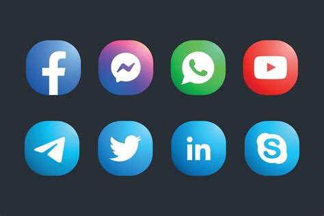 Pack Of Modern Social Media Buttons And Icons Set In Flat Design