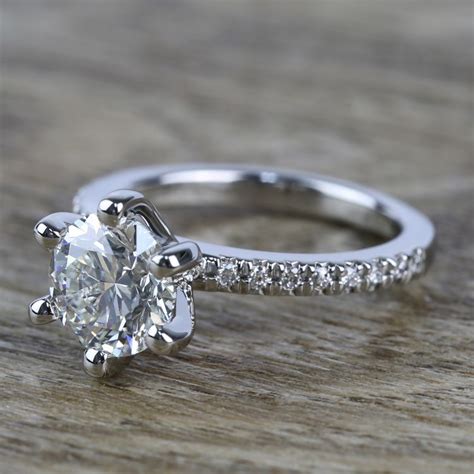 Six Prong Pave Diamond Engagement Ring Ct