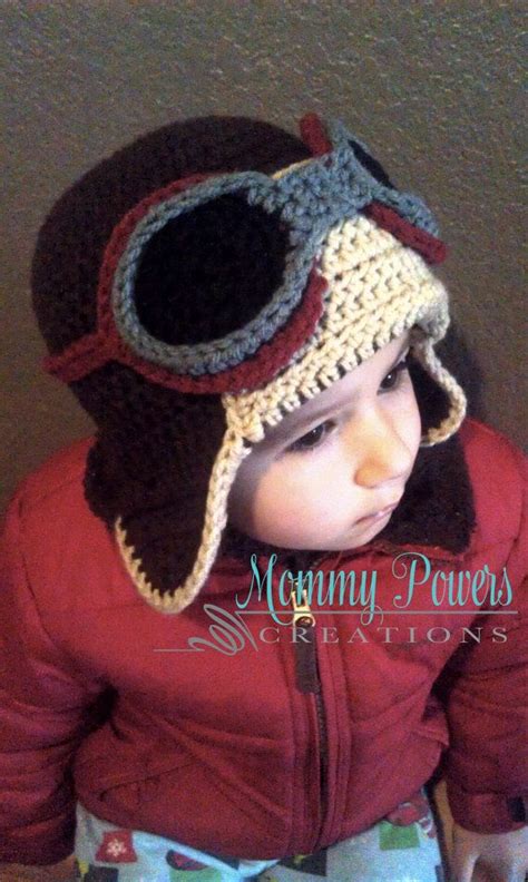 Aviator Inspired Crochet Baby Hat By Mommypowerscreations On Etsy