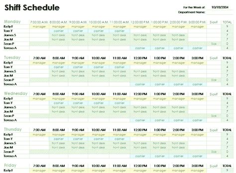Excel Employee Schedule Template Employee