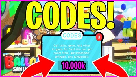 The process to redeem the codes has also been stated. BALLOON SIMULATOR CODES 🎈 (ROBLOX) 🎈 *NEW* ALL CODES - YouTube