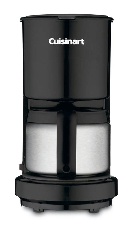The glass carafe is able to brew and hold up to 14 cups of coffee that can be made on the spot or programmed to brew ahead of time. Cuisinart DCC-450BK 4-Cup Coffeemaker with Stainless-Steel Carafe, Black New #Cuisinart ...