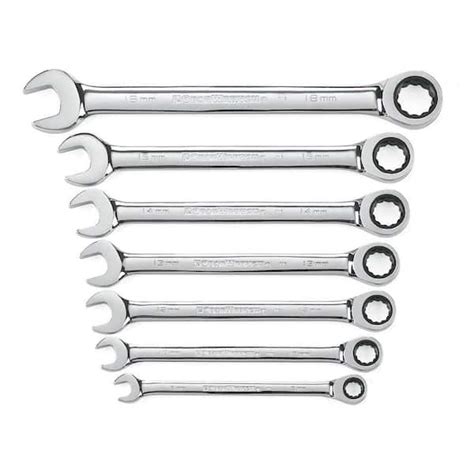Gearwrench Metric 72 Tooth Combination Ratcheting Wrench Tool Set 7 Piece 9417 The Home Depot