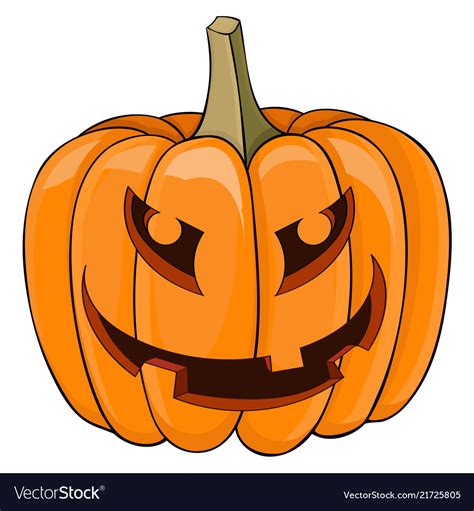 Halloween Pumpkin Carved Angry Face Colored Vector Image