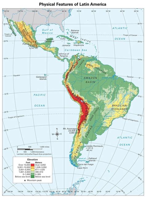 Latin America Physical Features Map World Map 07