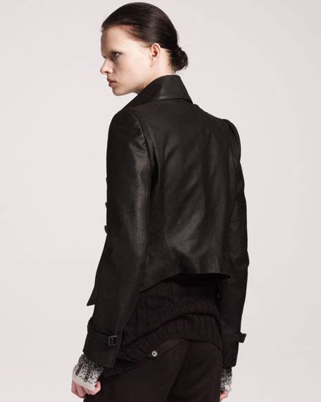 ann demeulemeester double breasted leather jacket