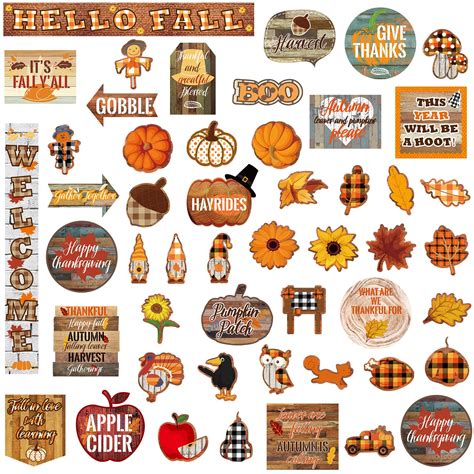 Buy 53pcs Thanksgiving Day Decoration Fall Bulletin Board Set Fall Mini