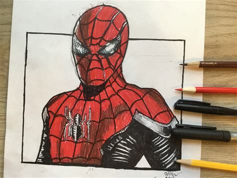 Spiderman Far From Home Pencil Colored Pencil And Marker R