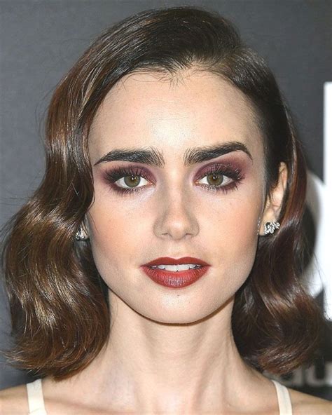 Lily Collins Lily Collins Long Wavy Bob Is The Stuff Of Hair Dreams