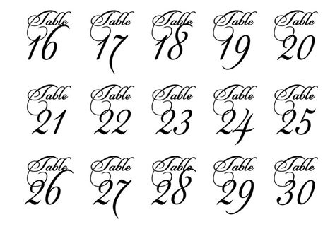 Wedding Table Numbers Fancy Script Font Vinyl Table Etsy