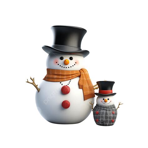 Festive 3d Snowman With Carrot Nose And Top Hat Snowman 3d Hat Png