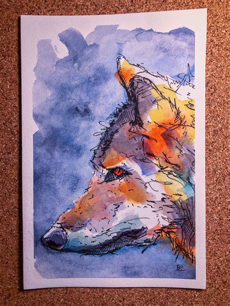 My Wolf Ink And Watercolor Painting Wolves