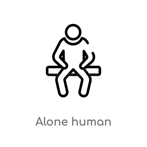 Outline Alone Human Vector Icon Isolated Black Simple Line Element