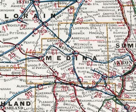Medina County Ohio 1901 Map Lodi Brunswick Wadsworth Hinckley