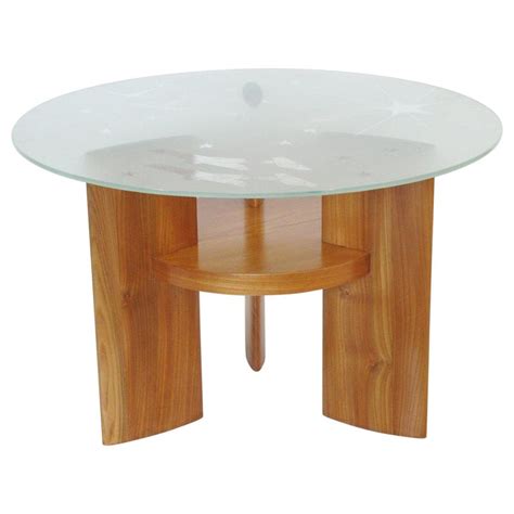 Pair of exotic wood art deco coffee table w smoked mirror tops. Art Deco Wooden Coffee Table with Saint Gobain Glass-Top ...