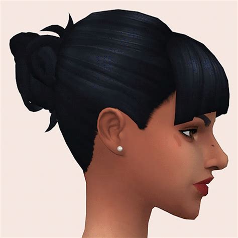 Sims 4 Maxis Match Cc Hair Bun Bangs