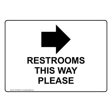 Restrooms Directional Sign Restrooms This Way Please Right Arrow