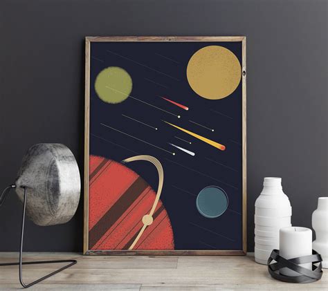 Space Poster, Space Print, Space Art, Space Wall Art, Vintage Space Decor, Solar System Print 