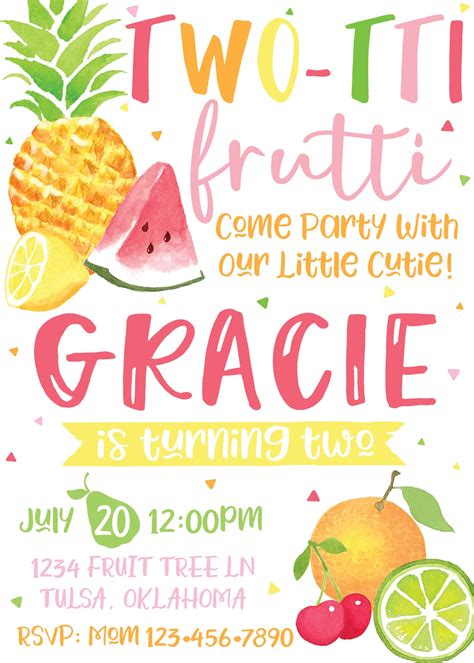 Twotti Fruitti Birthday Party Invitation The Party Darling