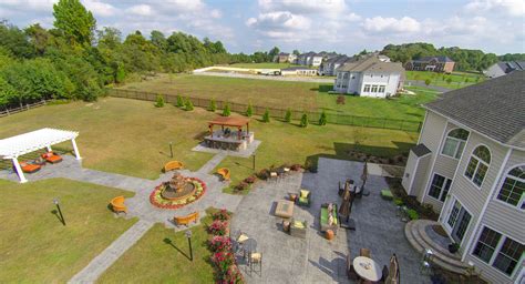 Bowie Backyard Retreat Aerial View Large Stamped Concrete Patio With