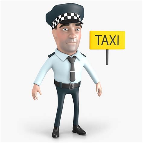 Taxi madikeri denver international airport bus transport, cartoon painted with yellow taxi driver to take the card png. 3D model Taxi Driver Cartoon Character | CGTrader