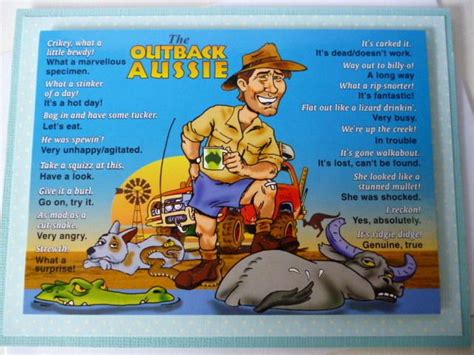 The Outback Aussie With Aussie Sayings ~birthday Greeting Handmade Card