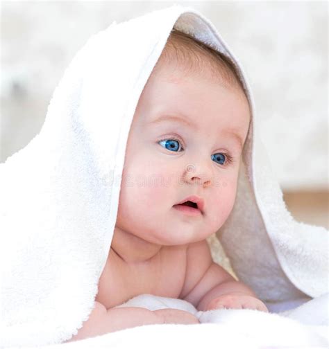 Baby Under The White Blanket Stock Photo Image Of Blanket Caucasian