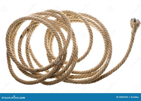 Coiled Rope And Belaying Pin On Bulwark Stock Photo