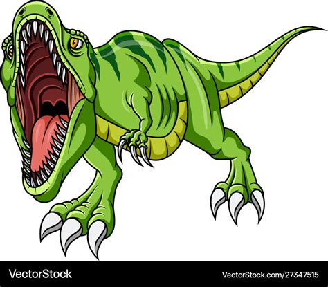 Cartoon Angry Green Dinosaur Growling Royalty Free Vector