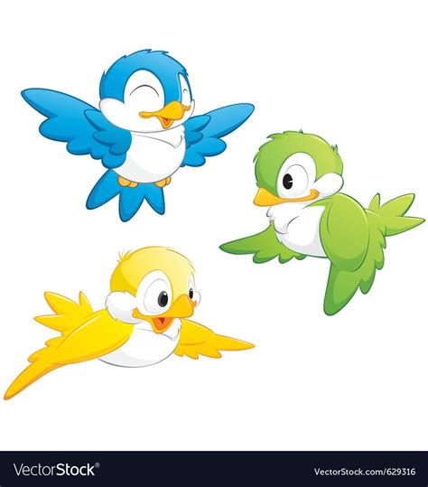 Cute Cartoon Birds Vector Image On Obrazy Zwierzęta Ptaki