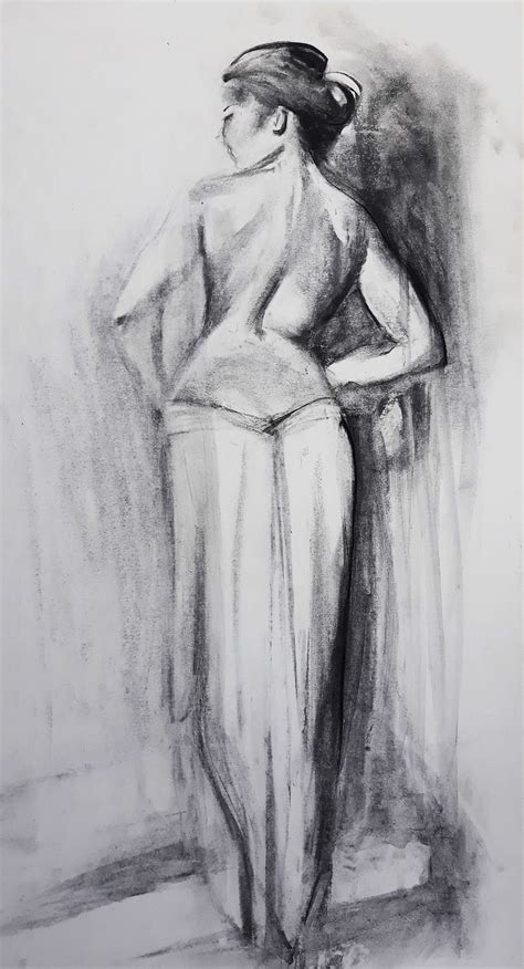 Figure Drawing Female Figure Charcoal Drawing Sensual Female Etsy