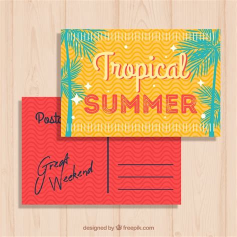 Free Vector Summer Postcard With Palmr