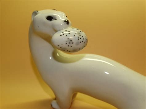 Vintage Lomonosov Porcelain Ermine Porcelain Figure Stolen Egg Ussr