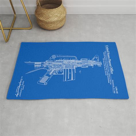 Ar 15 Semi Automatic Rifle Patent Blueprint Rug By Finlay Mcnevin Society6