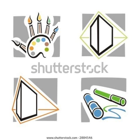 Set Four Fine Arts Icons Check Stock Vector Royalty Free 2884546