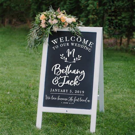 Welcome To Our Wedding Decal Chalkboard Sign Diy Wedding Etsy