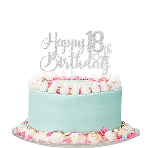 Buy Silver Glitter Happy 18th Birthday Cake Topper 18th Birthday Cake