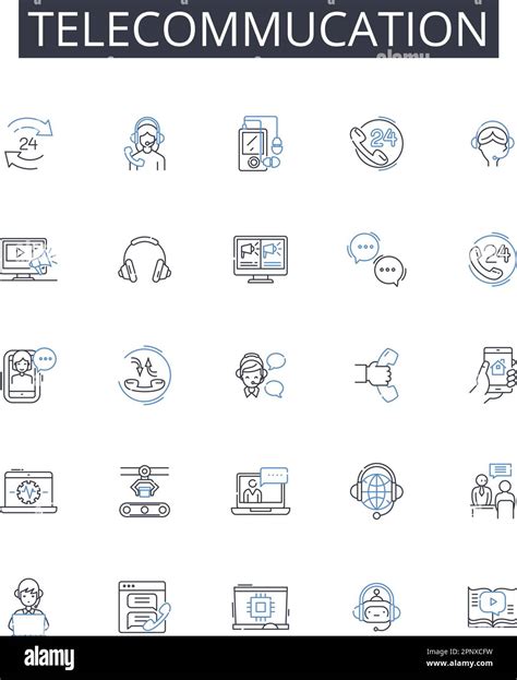 Telecommucation Line Icons Collection Information Technology