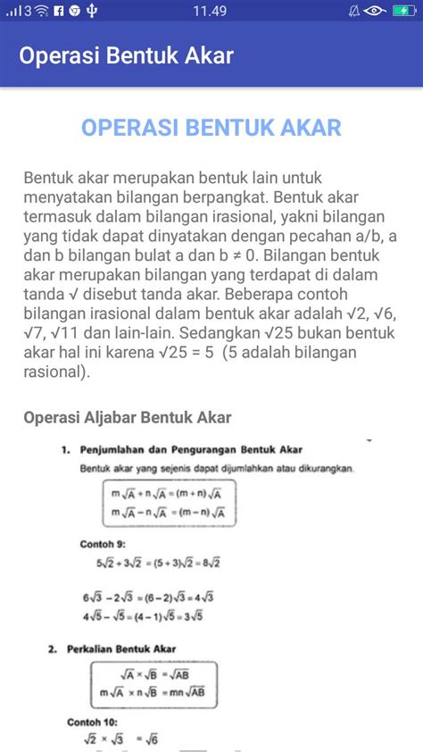Pengertian akar pangkat 2 atau akar kuadrat, cara menghitung akar kuadrat (metode ekstraksi), dan menghitung akar metode ini bekerja dengan memisahkan 2 digits bilangan yang dihitung. Soal Aljabar Bentuk Akar