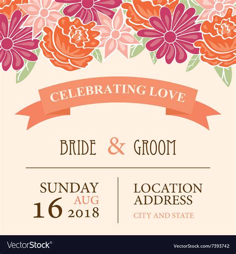 Get yours from +1,000 possibilities. Wedding invitation card with floral background Vector Image