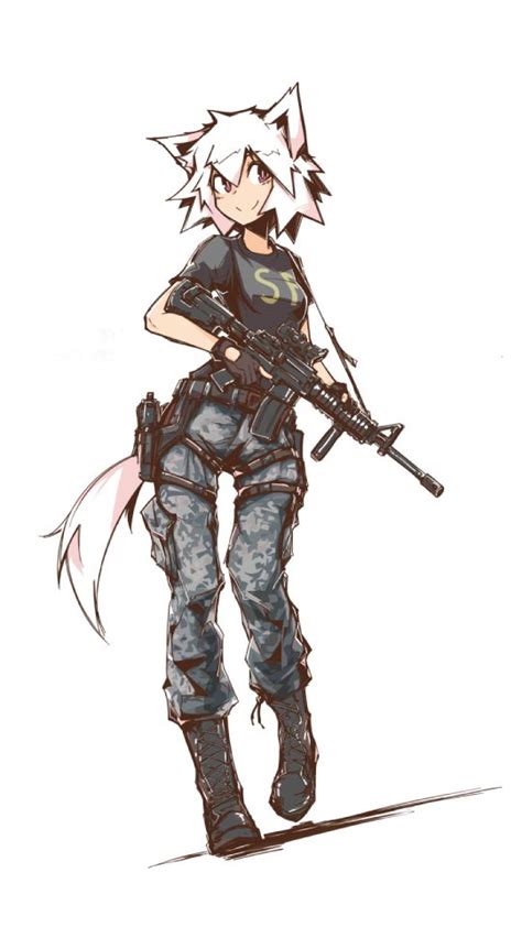 Pin By Edward On Random Anime Military Cat Girl Character Art