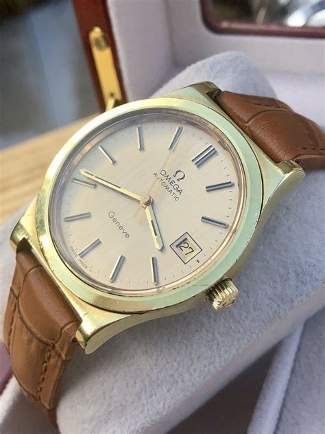 Omega Mens Geneve Vintage Watch Cal 1012 Gold Plated Automatic Mens Box
