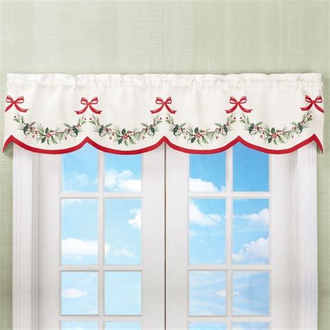 Holly Berry Scalloped Window Curtain Valance Christmas Winter Holiday