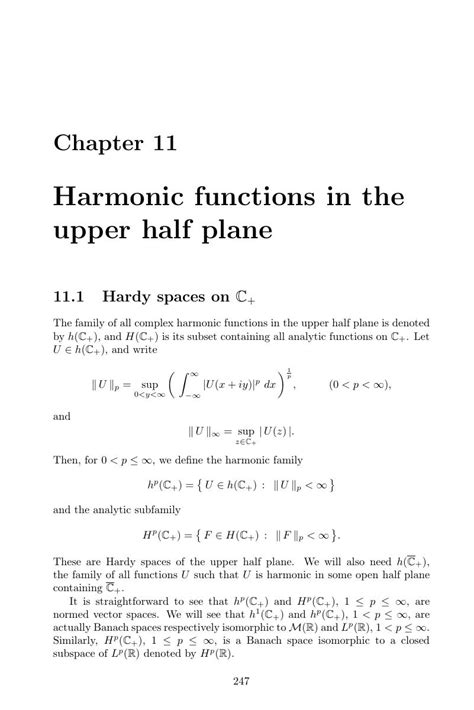 Harmonic Functions In The Upper Half Plane Chapter 11