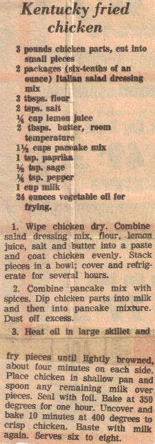 They sure know their audience and they certainly have a sense of humor. KFC recipe newspaper clipping from 1977. | Kfc recipe ...