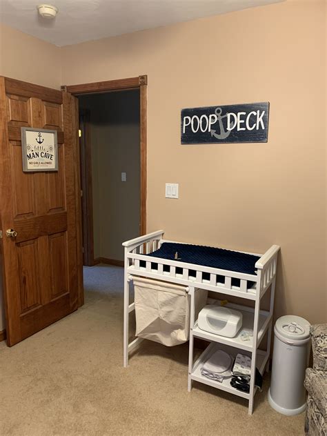 Nautical Nursery Changing Table Poop Deck Sign Man Cave Sign Man Cave