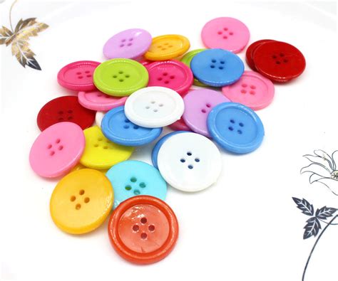 500pcs Acrylic Nylon Plastic Sewing Buttons Mix Colors 25mm Edged 4