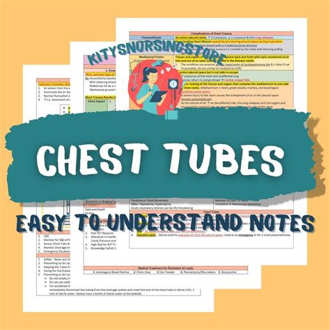 Chest Tubes Easy To Understand Notes 4 Pages Nursing Etsy Chest