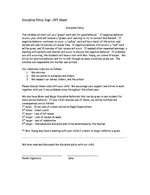 Fillable Online Crestwood K12 Il Discipline Policy Sign Off Sheet